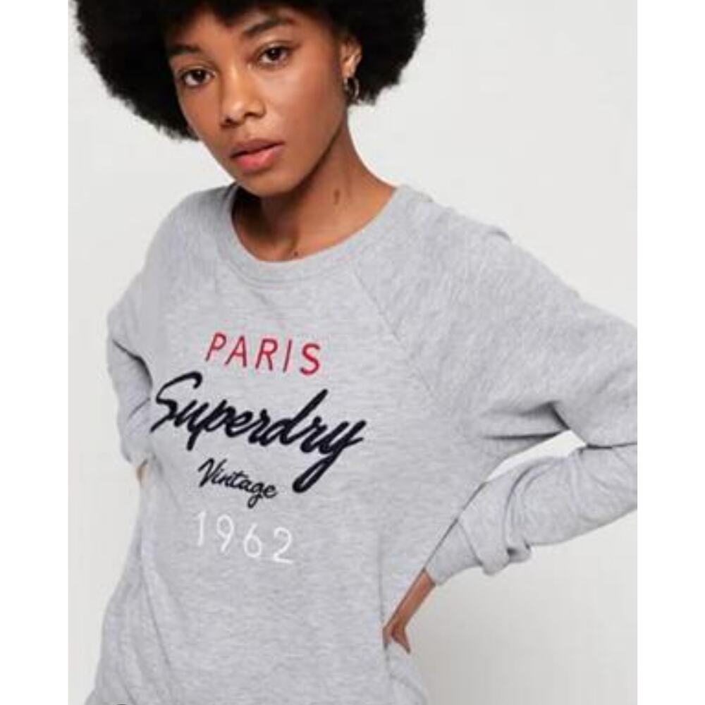 SuperDry Paris Florence Crew Sweatshirt Unisex Size 6 Comfort Cozy Preppy